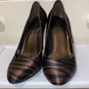 Zebra satin heels